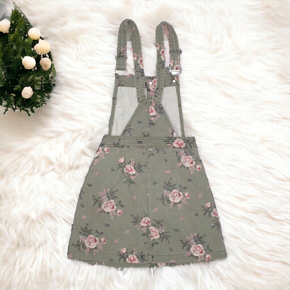 H&M Khaki Green Floral Overall Dress - Picture 2 of 3